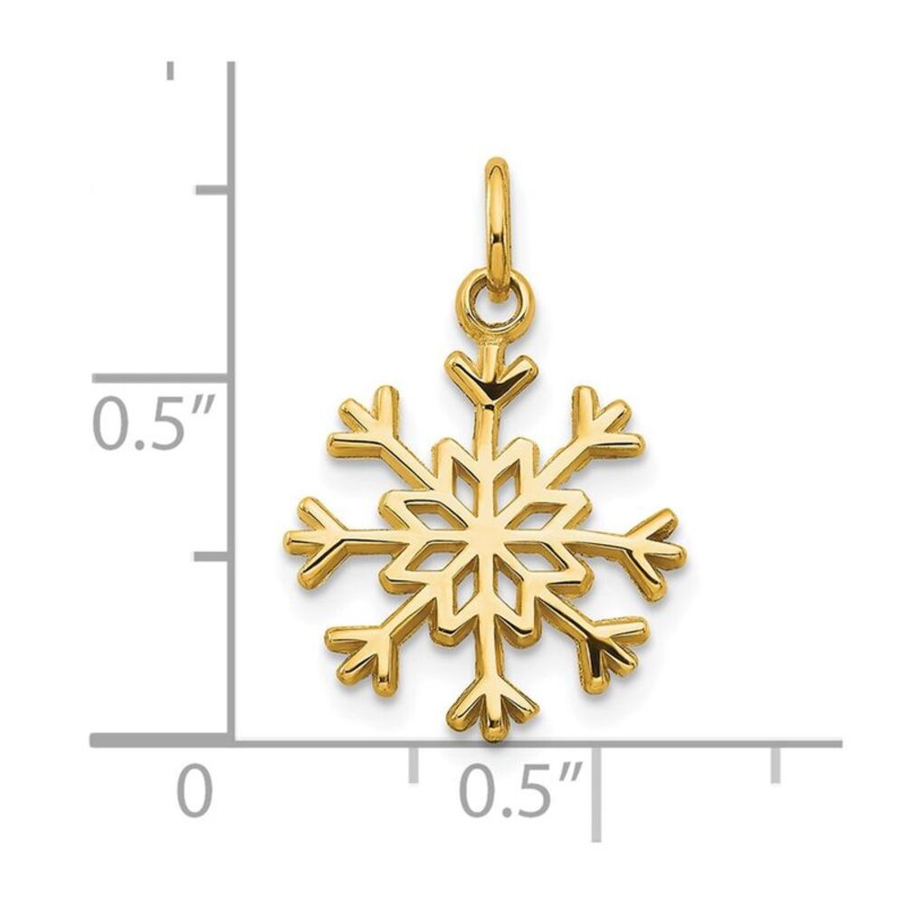 10k Yellow Gold Solid Polished Snowflake Charm - image 3